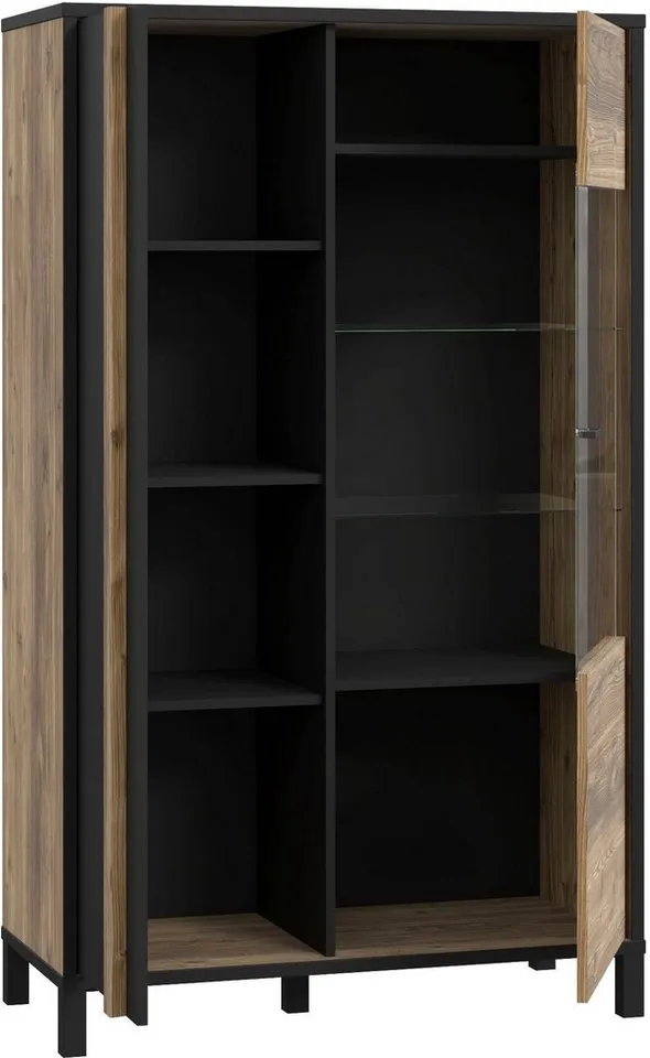 FORTE Highboard Hayato, Höhe ca. 159 cm, Braun|schwarz, – Produktbild 5 von 5