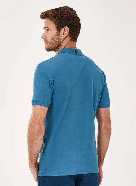 ORGANICATION ORGANICATION Poloshirt aus Bio-Baumwolle mit V-Ausschnitt, Ocean, – Produktbild 4 von 4