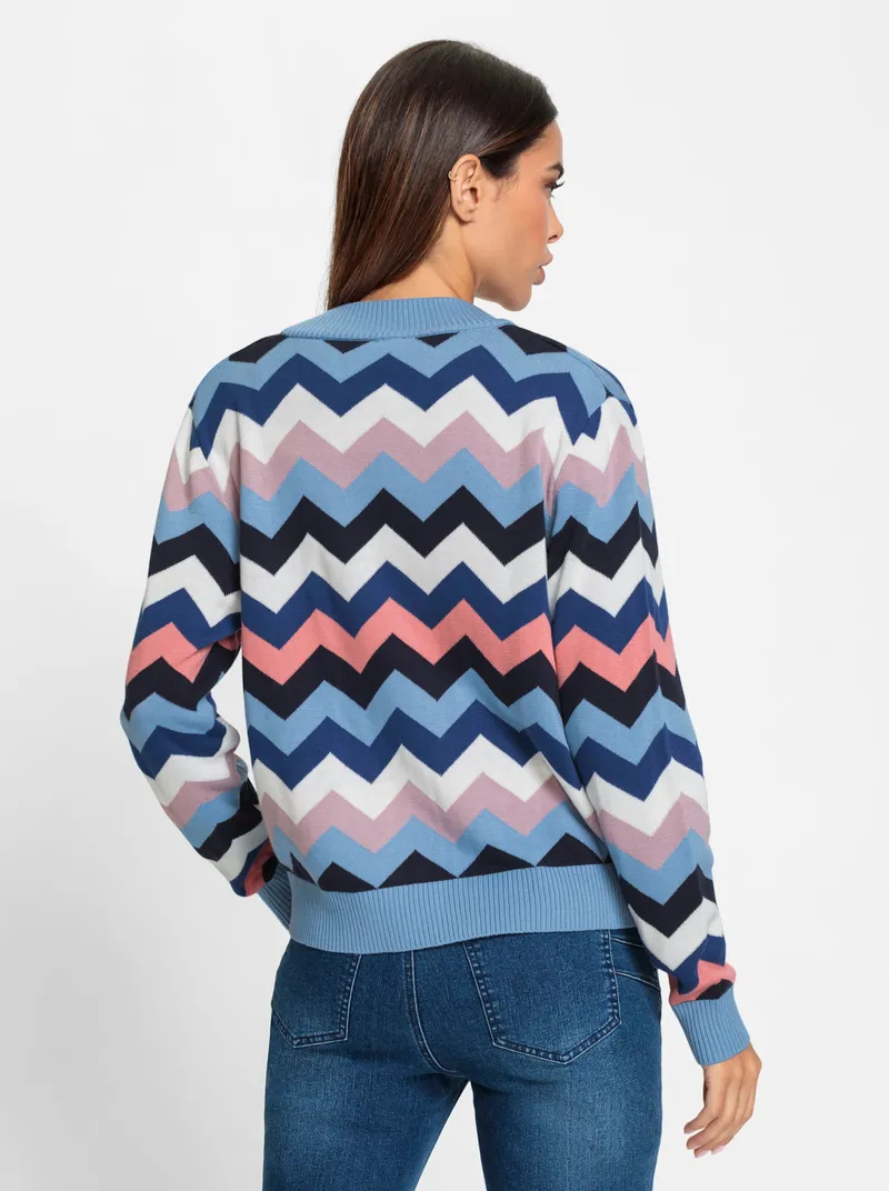 heine Strickjacke, Himmelblau-flamingo-gemustert, – Produktbild 2 von 2