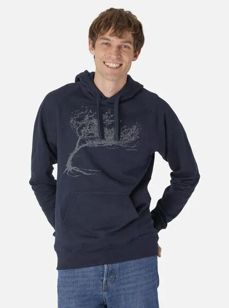 Peaces.bio - handbedruckte Biomode Peaces.bio - handbedruckte Biomode Bio-Herren-Kapuzensweater Windytree, Blau, – Produktbild 2 von 2