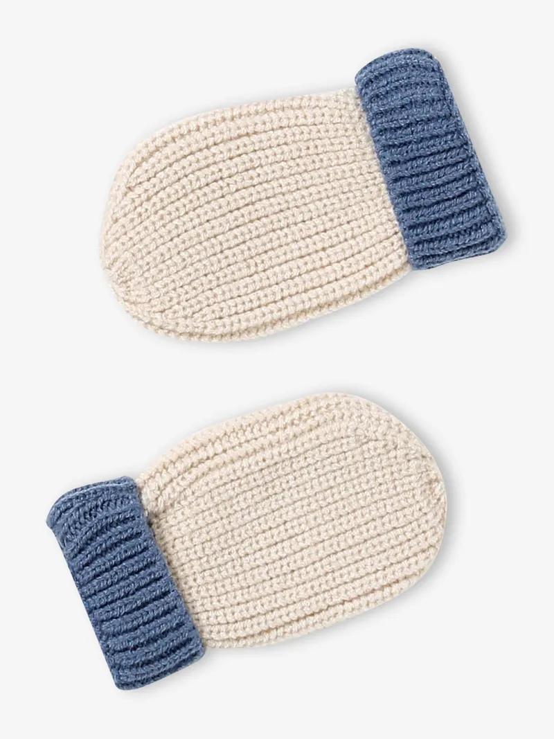 Vertbaudet Strick-Set Jungen Baby aus Mütze, Wollweiß, – Produktbild 3 von 4