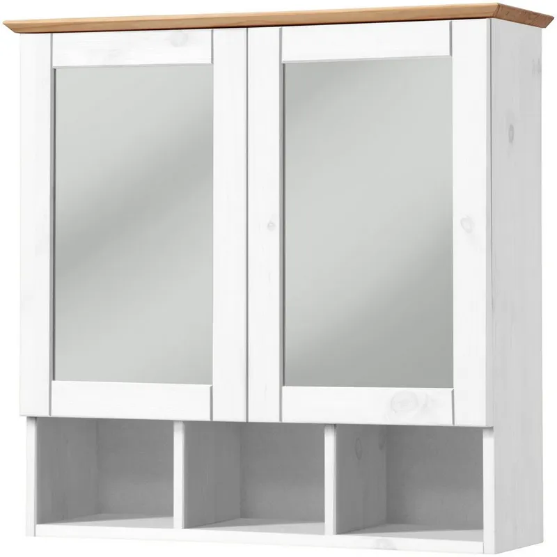 welltime Spiegelschrank Landhaus Sylt Badschrank, Badmöbel, FSC®-zertifiziert Breite 62,5 cm, aus Massivholz, Weiß, – Produktbild 5 von 8
