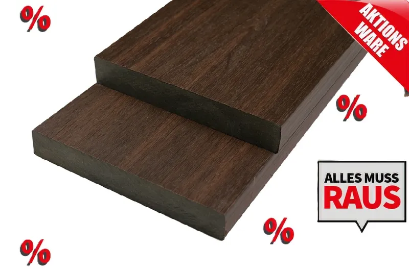 woodstore24 *Abverkauf* WPC Fassadenholz Glattkantbrett Abschlussprofil massiv, 23 mm (S) x 138 mm (B), Länge: 2,9 m, IPE, einseitig strukturiert / einseitig gebürstet glatt – Produktbild 1 von 1