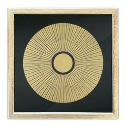 Veskor Cassiopeia Veskor Cassiopeia Gerahmt | CENTRAL SUN Heilige Geometrie Sonnen-Linoldruck | 20 × 20 cm in 22 × 22 cm Rahmen | Gold – Produktbild 1 von 1