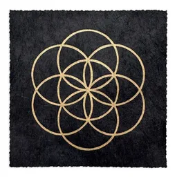 Veskor Cassiopeia Veskor Cassiopeia SAMEN DES LEBENS Heilige Geometrie Linoldruck | 16 × 16 cm | Gold auf Schwarz – Produktbild 1 von 1