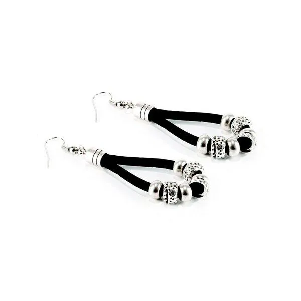 Kork-Deko Kork-Deko Silber-Schwarze Ohrringe mit Kork | Eleganter Natur-Schmuck | Nickelfrei – Produktbild 1 von 6