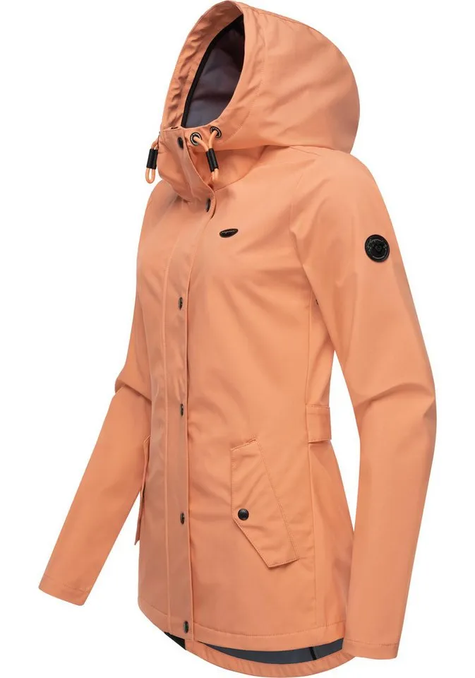 ragwear ragwear Softshelljacke Margge Shell wasserdichte Damen Übergangsjacke mit großer Kapuze, Orange, – Produktbild 3 von 5