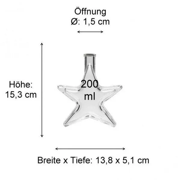 mikken mikken Glasflasche "Stern" mit Korken 200 ml Motivflasche Weihnachtsflasche – Produktbild 2 von 3