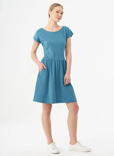 ORGANICATION ORGANICATION Slub-Jersey-Kleid aus Bio-Baumwolle, Petrol blue, – Produktbild 2 von 4