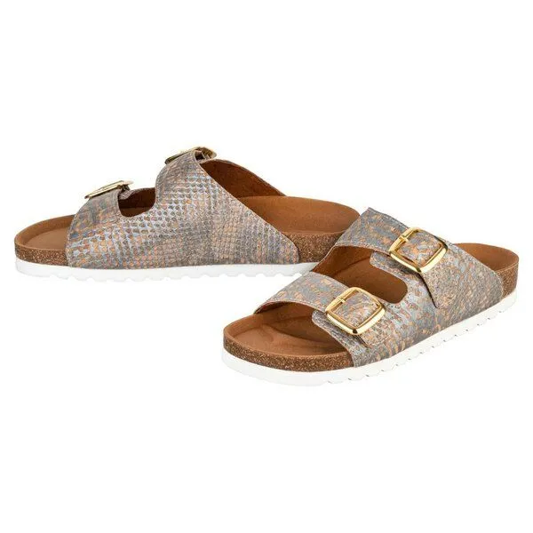 Kork-Deko Kork-Deko Damen Slipper aus Kork - Größe EU 36 – 41 (Damen) | grau-silber-gold – Produktbild 1 von 4