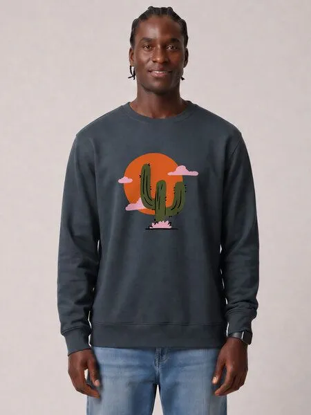 watapparel watapparel Sweatshirt Unisex Kaktus im Sonnenuntergang, India ink grey, – Produktbild 2 von 2