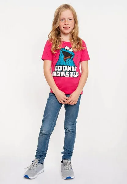 LOGOSH!RT LOGOSH!RT Sesamstrasse Krümelmonster Cookie Monster Kinder, Pink, – Produktbild 3 von 4