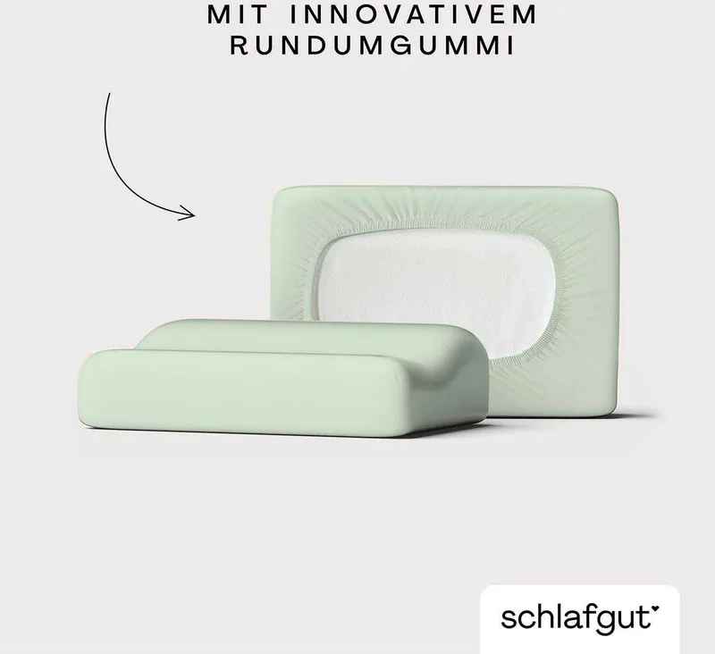 Schlafgut Schlafgut Kissenbezug Pure flexibler Kissenbezug für Nackenstützkissen, (1 Stück), Bio-Baumwolle mit Elasthan, mit Gummizug, bügelfrei, Grün, – Produktbild 1 von 5