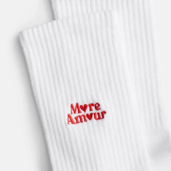 Natural Vibes Natural Vibes More Amour | Bio GOTS | Weiße Tennissocken | Herzmotiv | Herren Damen Socken | Unisex – Produktbild 3 von 5