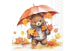 Ambiente Luxury Paper Products Papierserviette, Servietten Papier 33x33cm 3-lagig mit Herbstbär Motiv 20 Stück – Produktbild 1 von 1