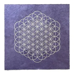 Veskor Cassiopeia Veskor Cassiopeia BLUME DES LEBENS Heilige Geometrie Linoldruck | 35 × 35 cm | Silber auf Lila – Produktbild 1 von 1