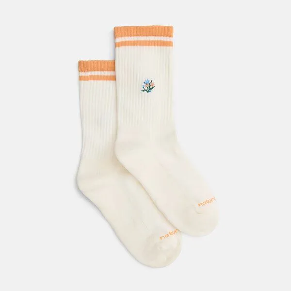 Natural Vibes Natural Vibes Plant Socken | Bio GOTS | Naturweiße Tennissocken | Blumen | Herren Damen Socken | Unisex – Produktbild 1 von 4