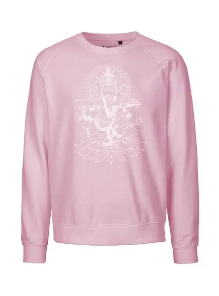 Peaces.bio - handbedruckte Biomode Peaces.bio - handbedruckte Biomode Bio Damen-Sweatshirt Loose Fit Ganesha, Rosa, – Produktbild 1 von 2