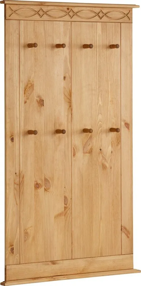 OTTO home Garderobenpaneel Indra Wandgarderobe mit 8 Haken und dekorativer Fräsung (B/T/H: 63/6/100 cm), aus massiver Kiefer, 8 Haken mit einer natürliche Maserung, Beige, – Produktbild 3 von 5