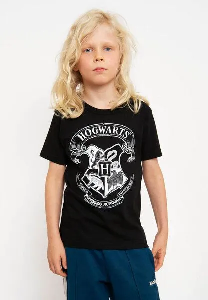 LOGOSH!RT LOGOSH!RT - Harry Potter - Hogwarts Logo (Weiß) - Bio T-Shirt - Kinder, Schwarz, – Produktbild 3 von 4