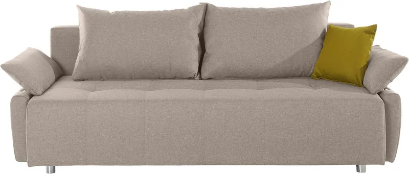 COLLECTION AB Schlafsofa Funtastic, B: 212 cm, Liegefl. 145x187 cm, Armteilverstellung,in Cord, Schlaffunktion, Bettkasten & Zierkissen, Gästebett mit Federkern, Beige, – Produktbild 3 von 5