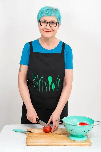 Hirschkind Hirschkind Bio-Kochschürze handgewebt "Finnischer Garten" schwarz – Produktbild 1 von 3