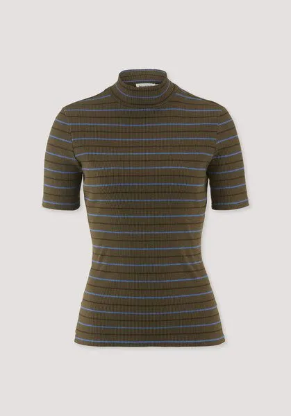 hessnatur hessnatur Slubrib Streifen T-Shirt Slim aus Bio-Baumwolle, Vintage oliv, – Produktbild 4 von 4