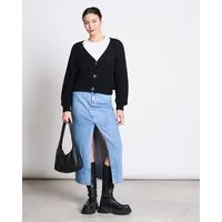 JAN N JUNE JAN N JUNE V-Ausschnitt Strickjacke LENA aus Baumwolle GOTS, Schwarz, – Produktbild 1 von 1
