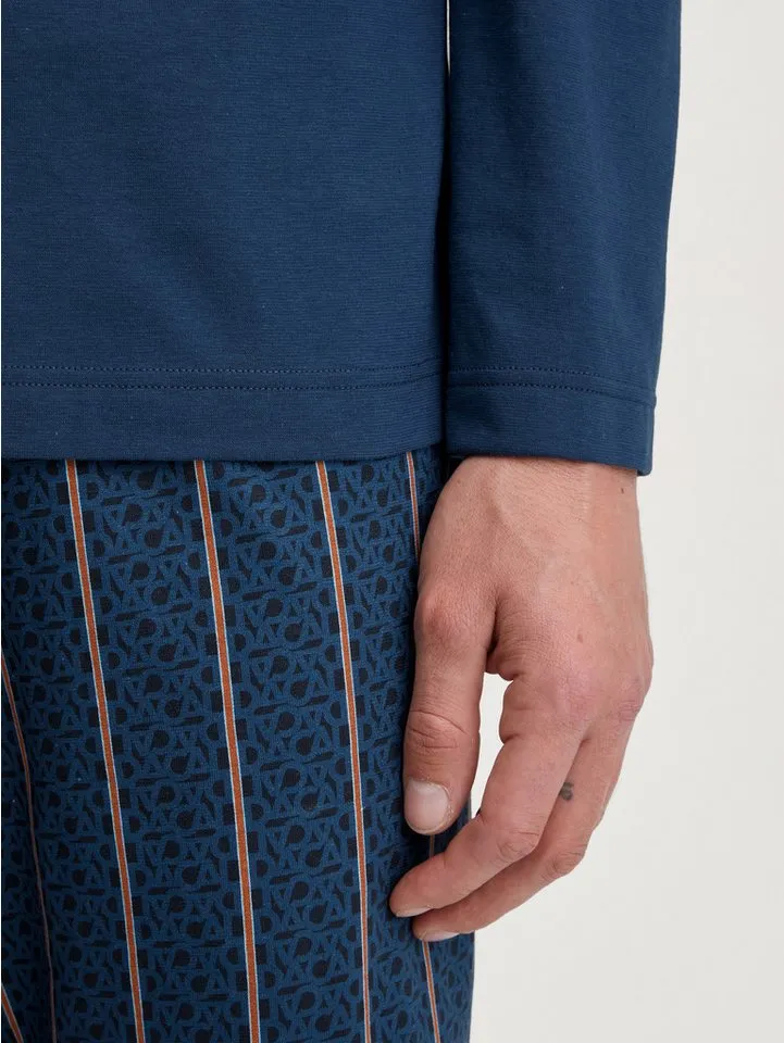 CALIDA CALIDA Pyjama Relax Imprint Herren (2 tlg) weich, leicht und bequem, Blau, – Produktbild 5 von 5