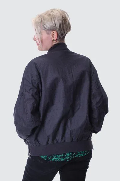 LangerChen LangerChen Jacket Winton - Boyfriend Bomberjacke aus Leinen, Black (schwarz), – Produktbild 4 von 4