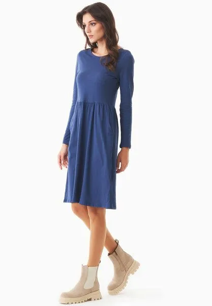 ORGANICATION ORGANICATION Langarm-Jerseykleid aus Bio-Baumwolle, Navy, – Produktbild 3 von 4