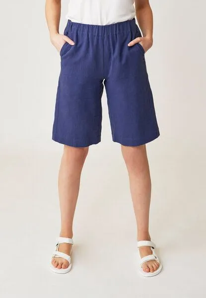 LANA Organic LANA Organic Weit geschnittene Shorts aus nachhaltigem Baumwoll-Hanf Gewebe für Damen - Azita, Evening blue (dunkelblau), – Produktbild 1 von 4