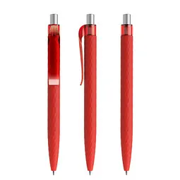 prodir prodir® Druckkugelschreiber QS01 Soft Touch PRT Push, blaue Mine, rot/silber satiniert – Produktbild 1 von 1