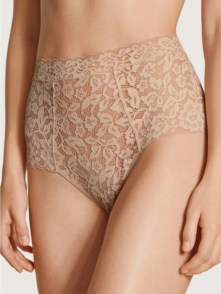 CALIDA CALIDA High-Waist-Slip Natural Comfort Lace weiche, verspielte Spitze, elastisch, extrabreiter Bund, bequem, Beige, – Produktbild 2 von 5