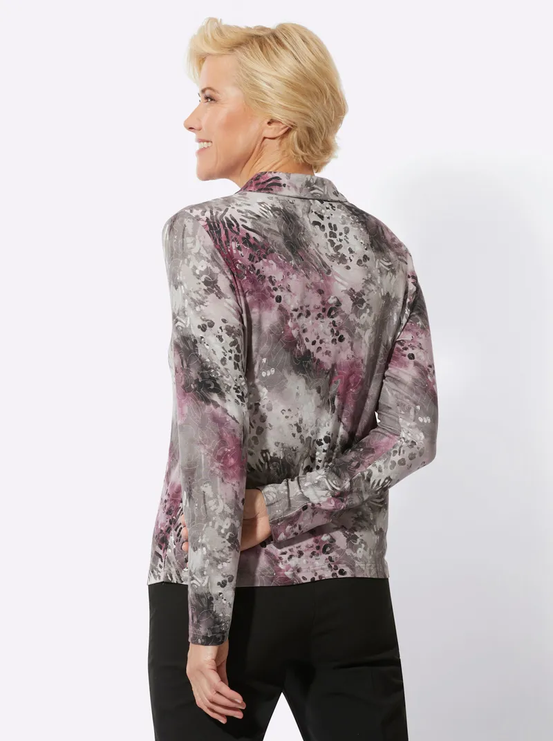 Witt Poloshirt steingrau-mauve-bedruckt, Steingrau-mauve-bedruckt, – Produktbild 2 von 2