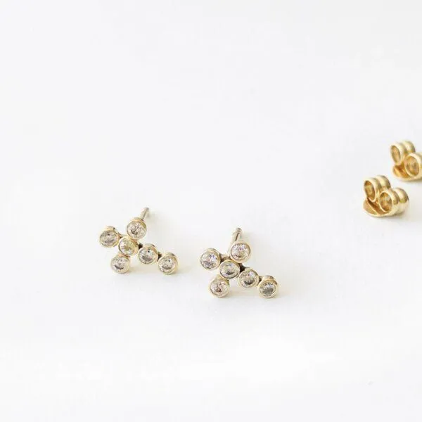 BELLYBIRD Jewellery BELLYBIRD Jewellery OHRSTECKER - kleines Kreuz mit Zirkoniasteinen, 375 Gold – Produktbild 2 von 2