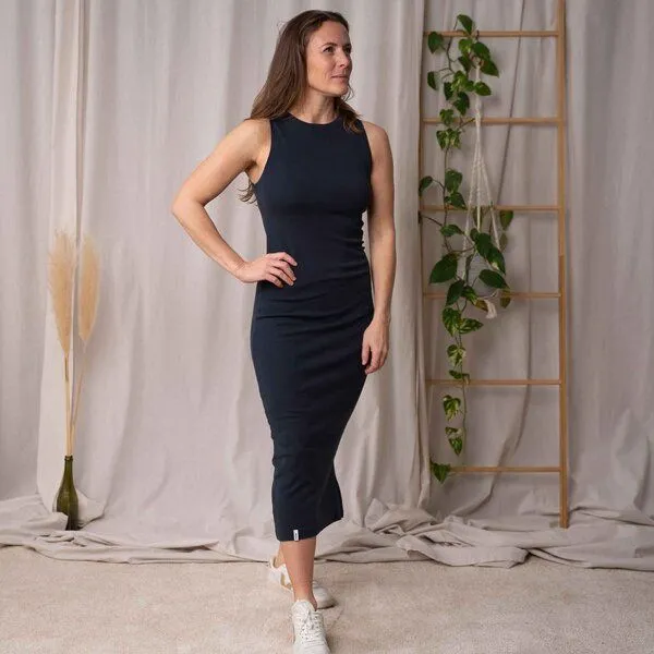 Vresh Clothing Vresh Clothing Violetta - Rib Kleid aus Biobaumwolle, Blueberry, – Produktbild 1 von 3