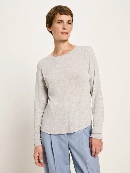 LANIUS LANIUS Langarmshirt (GOTS) aus Bio-Schurwolle, Grey melange, – Produktbild 1 von 4