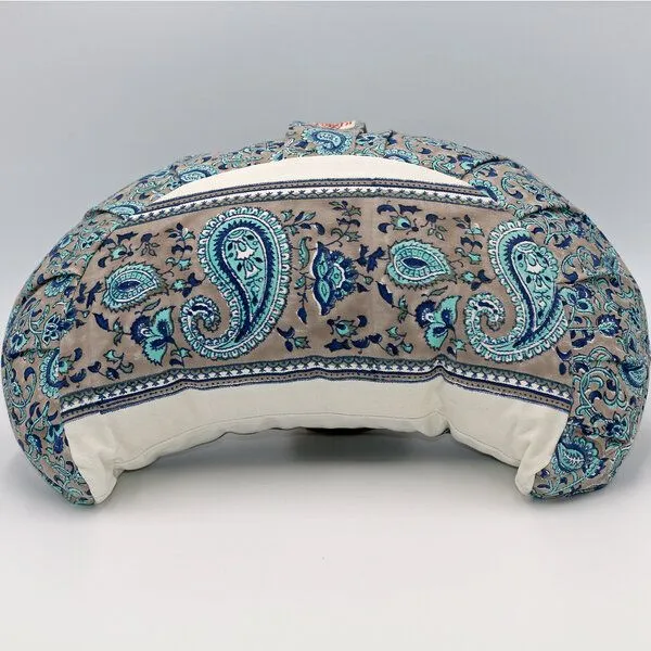 BAGHI BAGHI Meditationskissen Halbmond Jaipur, Taupe-blau, – Produktbild 1 von 3