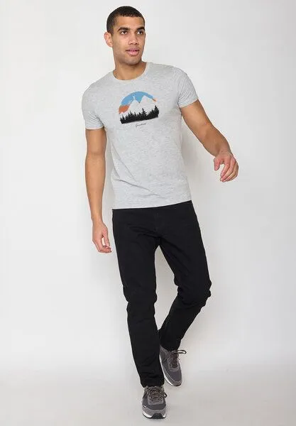 GreenBomb GREENBOMB Nature Forest Happy Guide - Sportliches T-Shirt aus Bio-Baumwolle / hochwertiger Print / GOTS / Fair & Vegan, Grau (heidegrau), – Produktbild 3 von 4