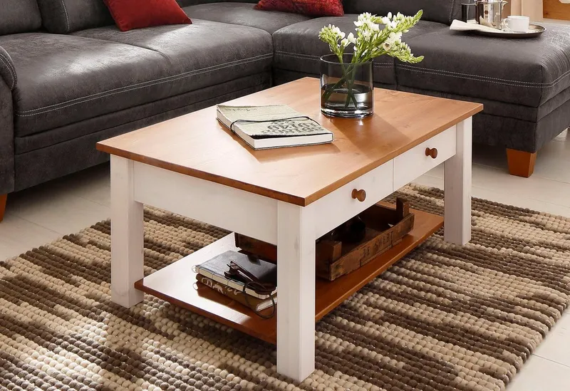 OTTO home Couchtisch Chicago (Couchtisch, Sofatisch, OTTOs Choice), in zwei Größen, Landhausstil, zusätzlicher Stauraum, Beige, – Produktbild 6 von 8