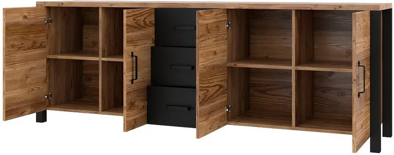 Home affaire Sideboard Olin, Breite 220cm, Beige|schwarz, – Produktbild 3 von 5