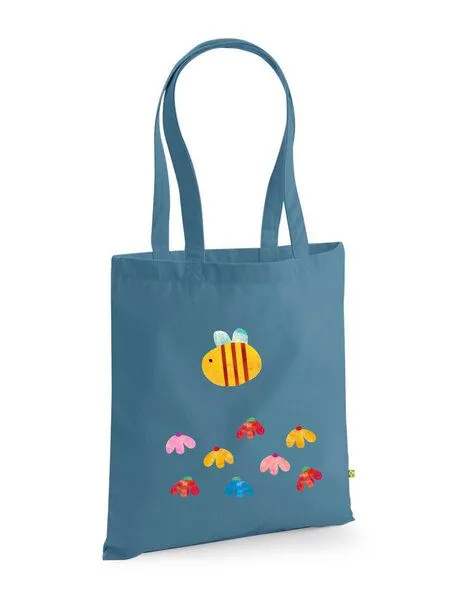 MelaDi MelaDi Tragetasche / Tote Bag aus Biobaumwolle - Blumenwiese auf Sky Blue – Produktbild 1 von 2