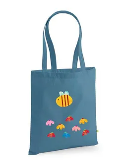 MelaDi Meladi Tragetasche / Tote Bag aus Biobaumwolle - Blumenwiese auf Sky Blue – Produktbild 1 von 1