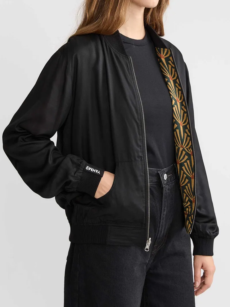 Yahmo Yahmo Damen vegan Jacke Bomber Reversible Ruth Artdeco/Schwarz, Schwarz, – Produktbild 1 von 2