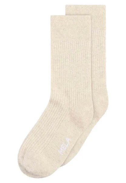 MELA MELA Gerippte Socken 2 Paare aus 100% Bio-Baumwolle, Cream melange, – Produktbild 1 von 1
