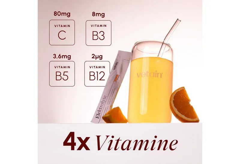 VETAIN Elektrolyte Pulver + 4 Vitamine – Kokoswasserbasiert Pulver, 30 er, 100% Vegan, ohne künstliche Süßungsmittel – Produktbild 8 von 8
