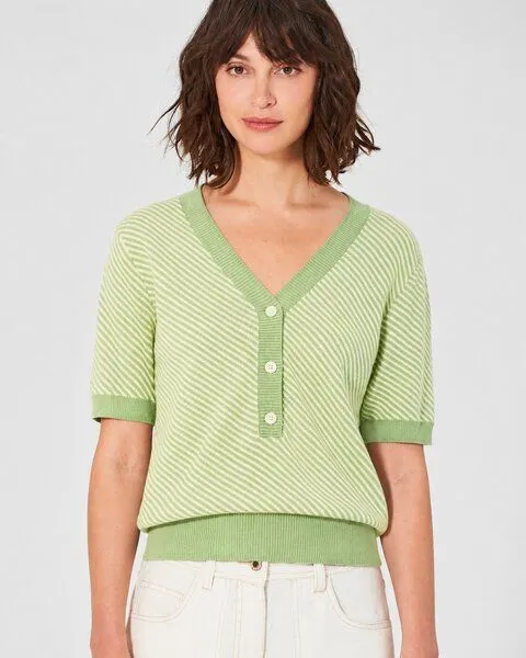 HempAge HempAge Damen Halbarmpullover Hanf/Biobaumwolle, Matcha(grün), – Produktbild 1 von 4