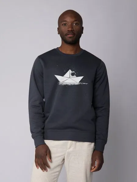 watapparel watapparel Sweatshirt Unisex Astronaut in paper boat, India ink grey, – Produktbild 2 von 4