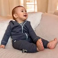 OrganicEra Baby Kapuzenjacke 'OrganicEra' aus Bio-Baumwolle, Indigo melange (blau), – Produktbild 1 von 1